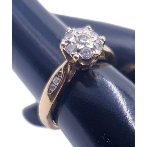 270A - 18ct GOLD DIAMOND STONE SET RING (Size J-K ,Total Weight 3.3 Grams)