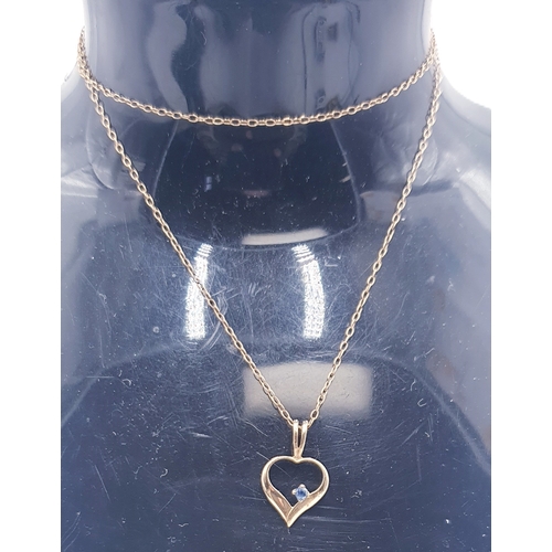 366A - 9ct GOLD HEART SHAPED PENDANT ON A 9ct GOLD ____cm NECK CHAIN (Total Weight _____ Grams)