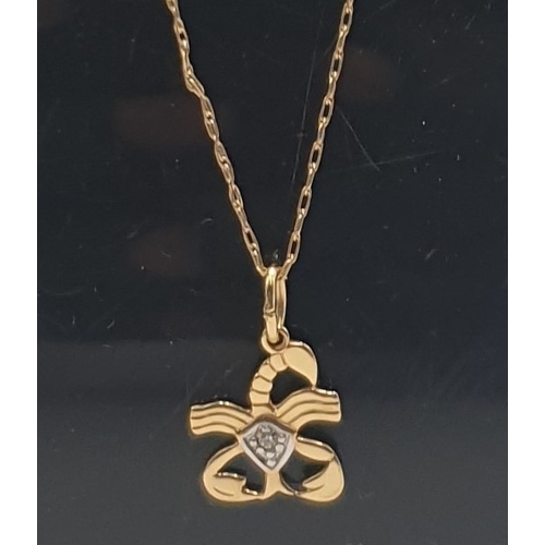 821 - 9ct GOLD (Stamped 375) STONE SET PENDANT ON A 9ct GOLD _____cm NECK CHAIN (Total Weight ______ Grams... 