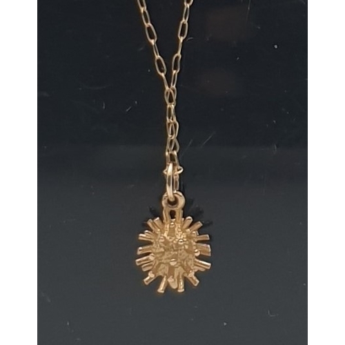 823 - 9ct GOLD (Stamped 375) PENDANT FASHIONED AS AN  HEDGEHOG ON A 9ct GOLD _____cm NECK CHAIN (Total Wei... 