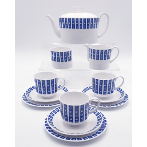 63 - WEDGWOOD CHINA SUSIE COOPER TEA FOR THREE SET Including TEAPOT, MILK , SUGAR, 3 TRIOS IN THE MERCURY... 