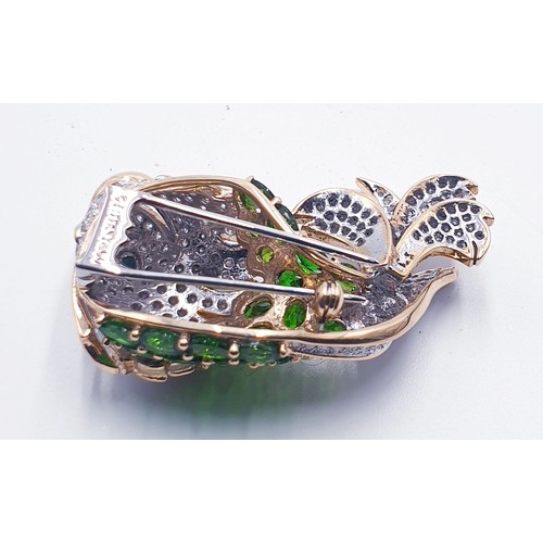 285A - 18ct GOLD / DIAMOND And BRIGHT PERIDOT ENCRUSTED BROOCH FASHIONED AS A MYTHOLOGICAL FISH BY TIFFANY ... 