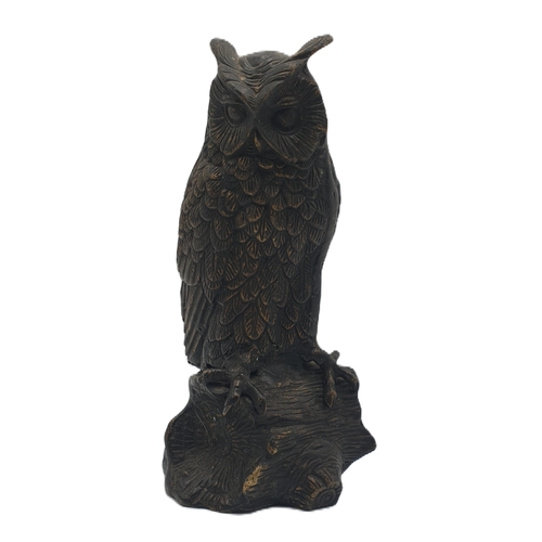 746 - METAL / BRONZED Extra Large 27cm MODEL OF A OWL (Heavy)