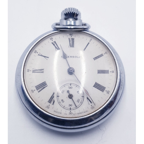 66 - INGERSOLL METAL CASED POCKET WATCH (Found To Working When Photographed)