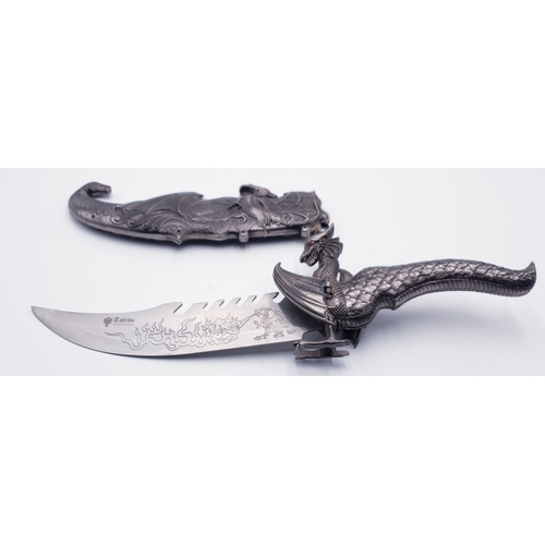 130 - ORNAMENTAL DRAGON KNIFE /DAGGER IN SHEATH.
(Please Note This Lot WILL NOT BE PACKED OR SHIPPED....CO... 