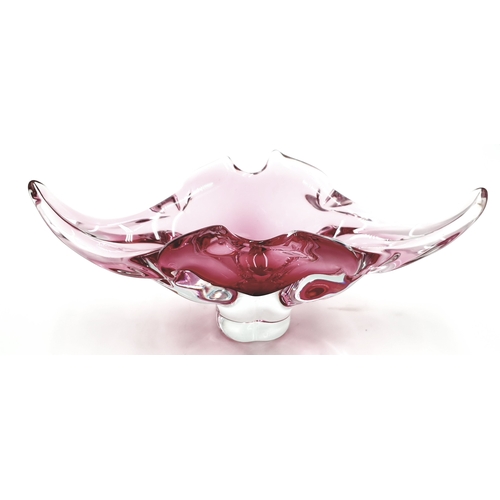 138 - M'DINA Large CRANBERRY GLASS BOWL