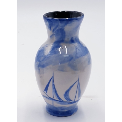 145A - PEGGY DAVIES STUDIO'S BLUE/WHITE VASE