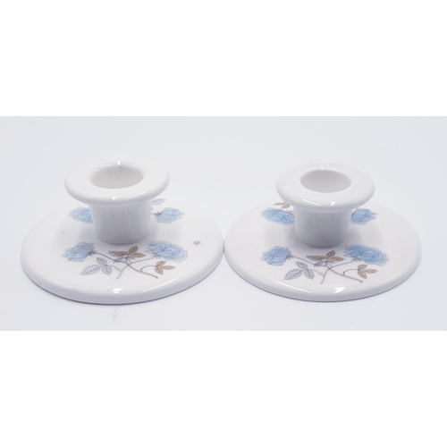 170 - WEDGWOOD CHINA CANDLEHOLDERS (2) IN THE ICE ROSE DESIGN