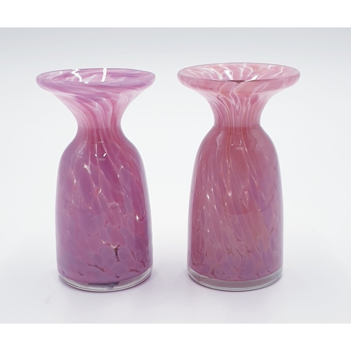 175 - M'DINA GLASS 11.5cm PINK VASES (2)