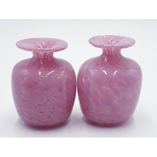 176 - M'DINA GLASS 10cm PINK VASES (2)