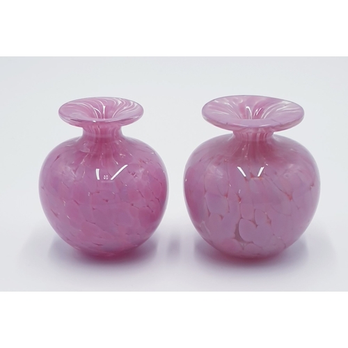 177 - M'DINA GLASS 7.5cm PINK VASES (2)