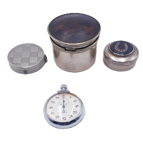 211 - SILVER PLATED COSMETIC ITEMS To Include FRENCH COMPACT With WINDING POWDER DISPENSER,A COTTON WOOL P... 