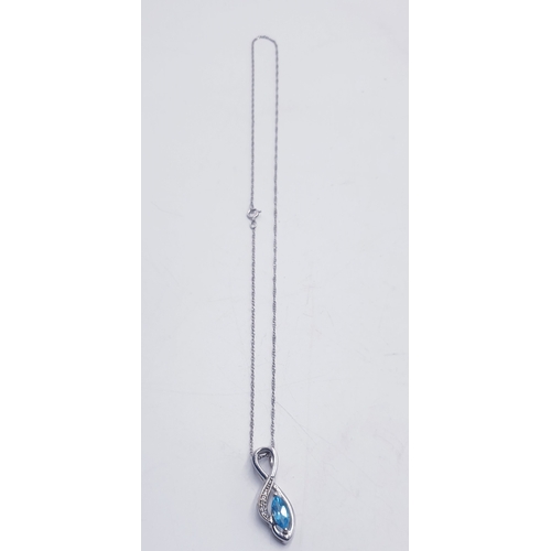 679 - SILVER (925) / STONE SET PENDANT ON A SILVER (925) 44cm NECK CHAIN (Total Weight 4.4 Grams)