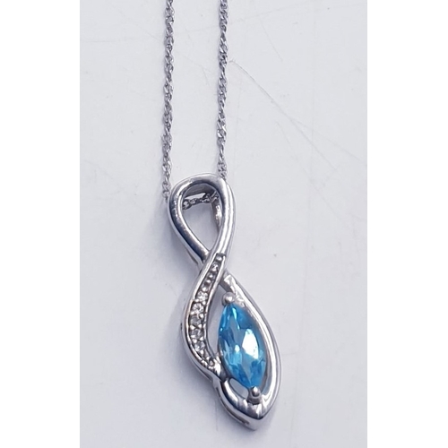 679 - SILVER (925) / STONE SET PENDANT ON A SILVER (925) 44cm NECK CHAIN (Total Weight 4.4 Grams)