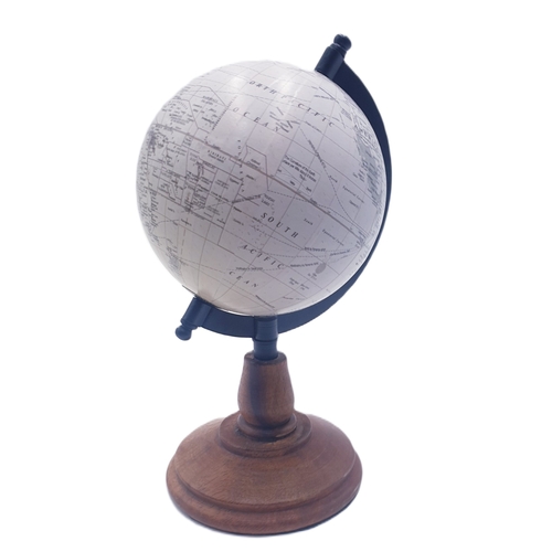 756 - DESK TOP 25cm GLOBE OF THE WORLD ON WOODEN BASE