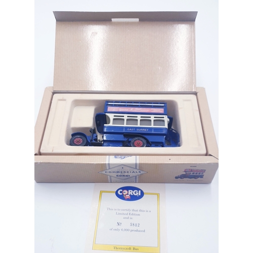 765 - CORGI DIE CAST MODEL OF A THORNCROFT BUS  (Limited Edition )   (Original Box And Certificate)