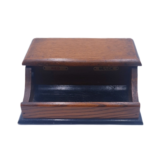 767 - WOODEN DESK SET DOUBLE INKWELL With GLASS And PENHOLDER