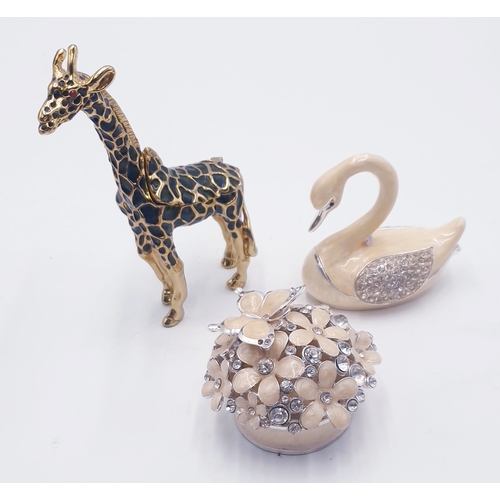 769 - ENAMEL TRINKET BOXES (2) Plus GIRAFFE TRINKET BOX