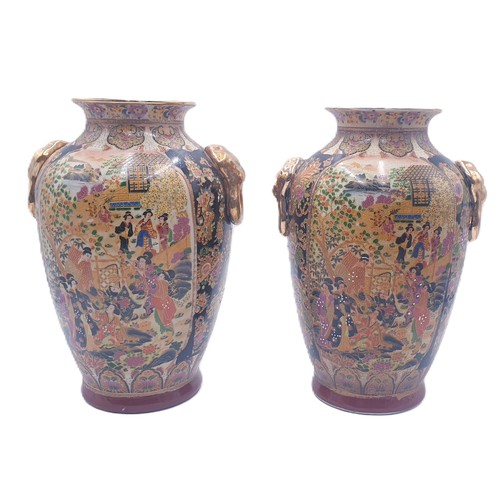 753 - CERAMIC ORIENTAL Extra Large 31cm ROYAL SATSUMA VASES (2)