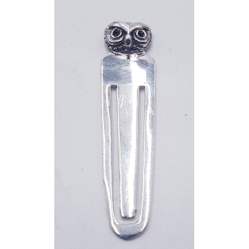 60 - SILVER (925) BOOK/PAGE MARKER With OWL FINIAL (Total Weight 2.3 Grams)