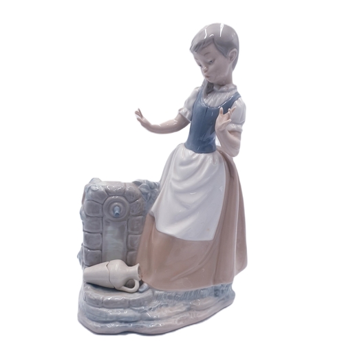226 - LLADRO (Nao) PORCELAIN Extra Large 28.7cm x 18cm CHARACTER FIGURINE OF A GIRL AT FOUNTAIN WITH BROKE... 