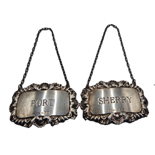 250 - SILVER DECANTER LABELS (2) (Hallmarked For Birmingham 1969)