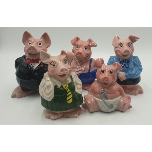 267 - WADE SET OF FIVE NAT WEST PIG MONEY BOXES (BABY-