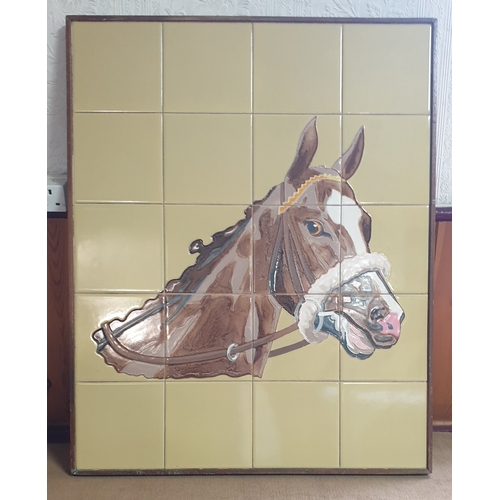 239 - MAWS & Co ? Extra Large 78cm x 63cm TILE PICTURE MAKING UP AN IMAGE OF A HORSE'S HEAD.
 (Please Note... 