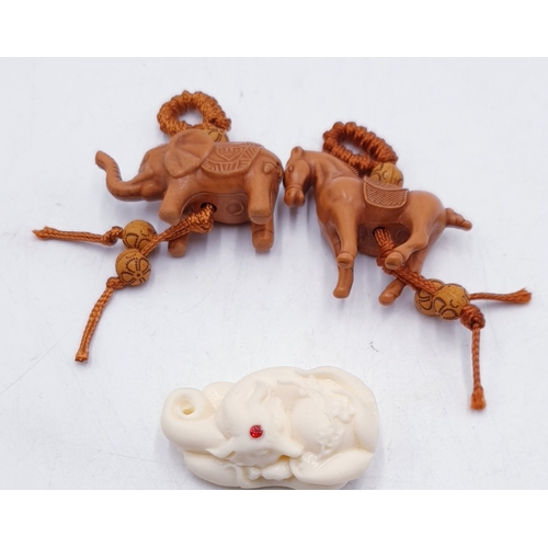 242 - WOODEN (Hand Carved) NUSUKI'S (3) 