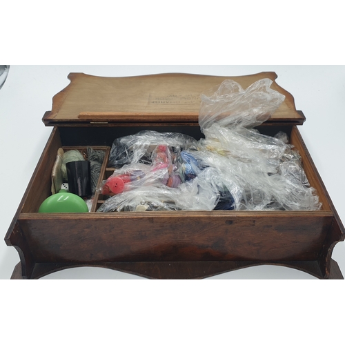 78 - WOODEN Large SEWING BOX With CONTENTS