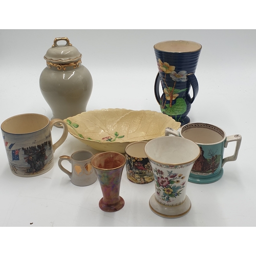 103 - CERAMIC ITEMS (9) Plus STAFFORDSHIRE BONE CHINA GINGER JAR And COVER And ROYAL STAFFORD GOLDEN WEDDI... 