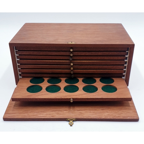 95 - WOODEN COIN COLLECTORS EIGHT DRAWER DISPLAY CABINET