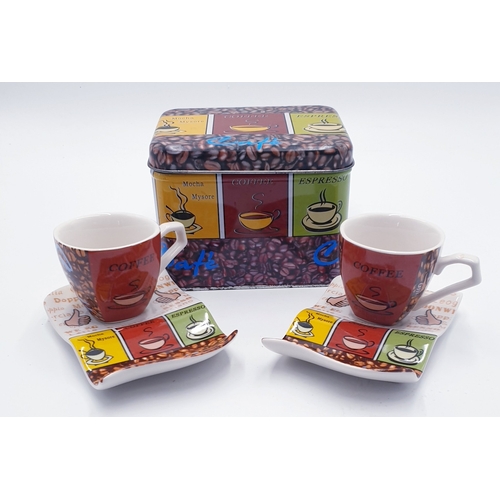 255 - ESPRESSO COFFEE CUPS & SAUCERS (2) (Original Tin) Plus COFFEE CUPS & SAUCERS (4)