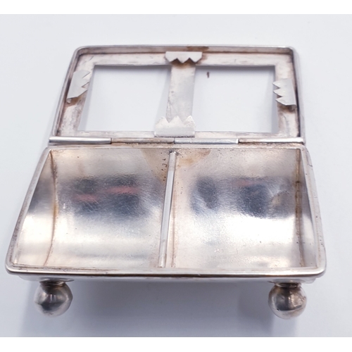 318 - SILVER (Stamped) DOUBLE STAMP HOLDER / TROUGH BOX (Total Weight 29.1 Grams)