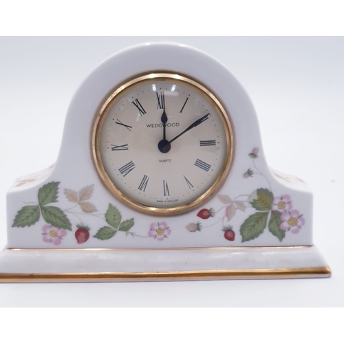 515 - WEDGWOOD CHINA 10.5cm x 16cm x 4cm MANTLE CLOCK IN THE WILD STRAWBEERY DESIGN