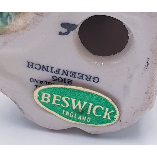 554 - BESWICK 7.6cm MODEL OF A GREENFINCH Model No 2105A (1st Version) (Gloss Colourway)  1967/73 Designed... 