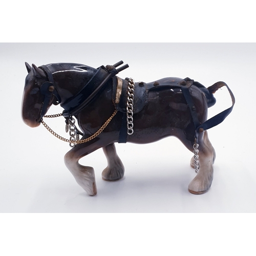 564 - SYLVAC 15cm MODEL OF A HARNESSED SHIRE HORSE (Brown Gloss Colourway)