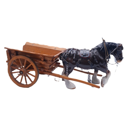 569 - CERAMIC Large MODEL OF A SHIRE HORSE WITH CART (Please Note This Lot WILL NOT BE PACKED OR SHIPPED..... 