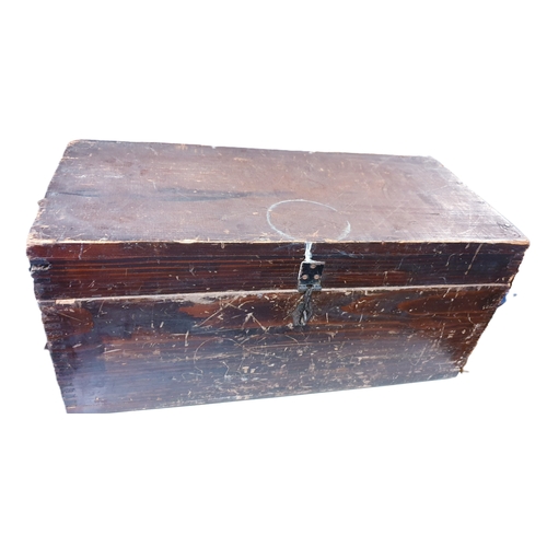 573 - WOODEN Extra Large 66cm x 30cm x 30cm CHEST (With Contents) (Please Note This Lot WILL NOT BE PACKED... 