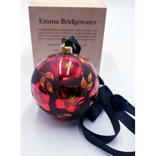 605 - EMMA BRIDGEWATER Large GLASS XMAS ROSE BAUBLE (Original Box)