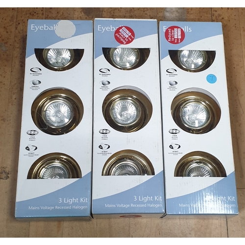 618 - EYEBALL RECESSED DOWNLIGHTER HALOGEN SPOT LIGHT KITS (As New ,3 Packs Of 3)