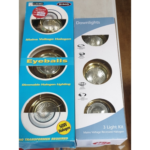 619 - EYEBALL RECESSED DOWNLIGHTER HALOGEN SPOT LIGHT KITS (As New ,2 Packs Of 3)