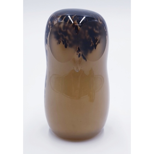 743 - WEDGWOOD GLASS 11cm PAPERWEIGHT FASHIONED AS AN OWL