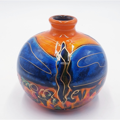 409 - ANITA HARRIS ART POTTERY 10cm MARRAKESH VASE IN THE TUSCANY DESIGN Signed In Gold By Anita Harris