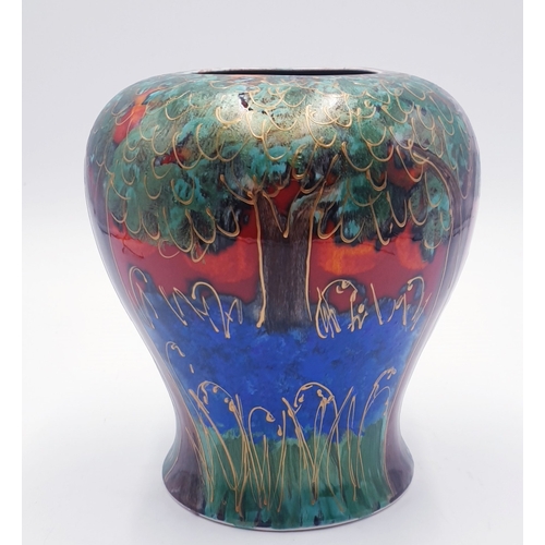 581 - ANITA HARRIS ART POTTERY 21cm x 16cm BULBOUS VASE IN THE BLUEBELL WOOD DESIGN (Signed In Gold By Ani... 