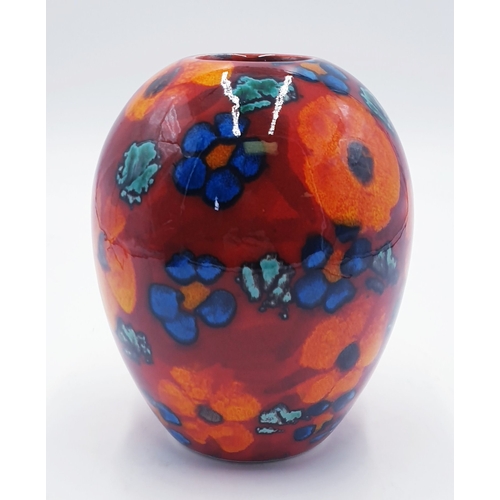 584 - ANITA HARRIS ART POTTERY 15cm DELTA VASE IN THE FLORAL MEDLEY DESIGN (Signed In Gold By Anita Harris... 