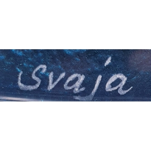 776 - SVAJA GLASS Extra Large 54cm Dia CHARGER ON STAND.
(Svaja takes its name from its founder Kristina S... 