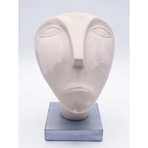 794 - CERAMIC Large 23.5cm SCULPTURE OF FACE ON PLINTH