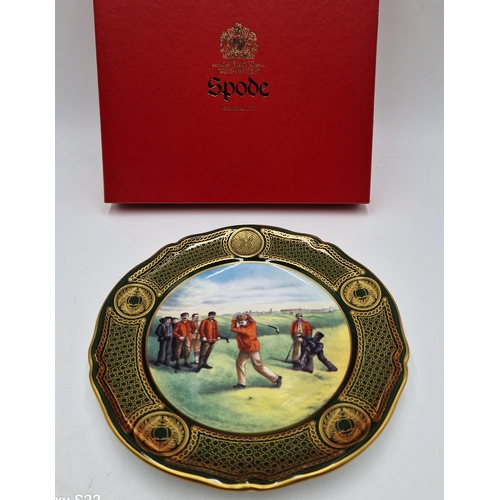 28 - SPODE CHINA 23cm Dia PLATE  (Limited Edition 2000 This One Being No 0905) FROM THE ANTIQUE GOLF SERI... 