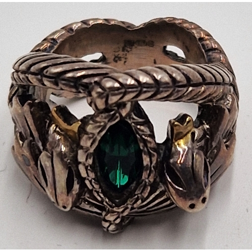 74 - SILVER (925) SERPENT RING (Size L-M , Total Weight 15.9 Grams) )